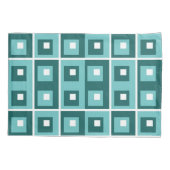 Retro blauwe geometrische vierkanten patroon kussensloop (Achterkant-Links)