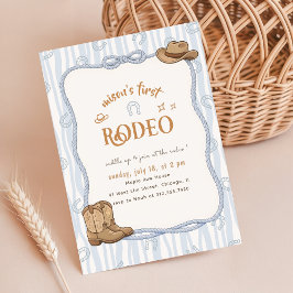 Retro Blauwe Geruite Western Cowboy Rodeo 1e Verja Kaart