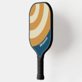 Retro Blauwe Golf Cirkel Streep met Naam Pickleball Paddle (Links)