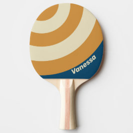 Retro Blauwe Golf Cirkel Streep met Naam Tafeltennisbatje