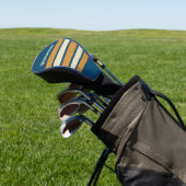 Retro blauwe golf over strepen met naam golfheadcover (Insitu)