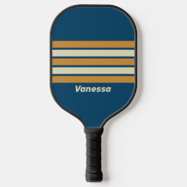 Retro Blauwe Golf over Strepen met Naam Pickleball Paddle