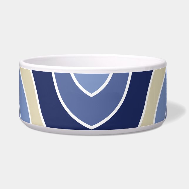 Retro blauwe golven voerbakje (Voorkant)