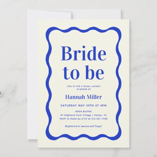 Retro blauwe golvende kleurrijke bruid wordt bruid kaart (Voorkant)