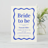 Retro blauwe golvende kleurrijke bruid wordt bruid kaart (Staand voorkant)