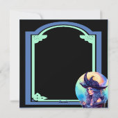 Retro Blauwe Heks Halloween Kaarten (Achterkant)
