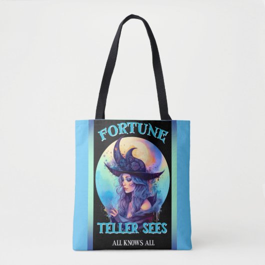Retro blauwe heks Halloween Tote Bag (Voorkant)