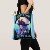 Retro blauwe heks Halloween Tote Bag (Dichtbij)
