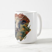 Retro Blauwe koe in zonnebloementuin Koffiemok (Voorkant rechts)