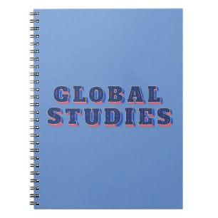 Retro blauwe letters globale studies T-Shirt Notitieboek