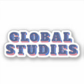 Retro blauwe letters globale studies T-Shirt Sticker (Voorkant)