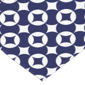 Retro blauwe met elkaar verbindende cirkels geomet korte tafelloper (Hoek)