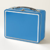 Retro Blauwe Metalen Lunchbox Gepersonaliseerd voo (Voorkant)