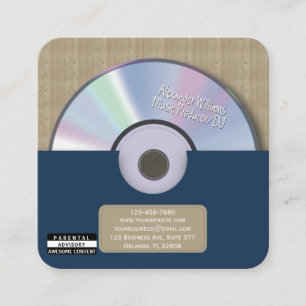 Retro Blauwe Muziekproducent CD DJ Vierkante Visitekaartje