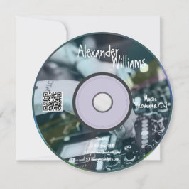 Retro Blauwe Muziekproducent CD DJ Visitekaartje Kaart