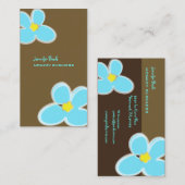 RETRO BLAUWE PLUMERIA/DIY ACHTERGRONDKLEUR VISITEKAARTJE (Voorkant / Achterkant)