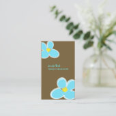 RETRO BLAUWE PLUMERIA/DIY ACHTERGRONDKLEUR VISITEKAARTJE (Staand voorkant)