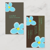 RETRO BLAUWE PLUMERIA/DIY ACHTERGRONDKLEUR VISITEKAARTJE (Voorkant / Achterkant)