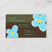 RETRO BLAUWE PLUMERIA/DIY ACHTERGRONDKLEUR VISITEKAARTJE (Achterkant)