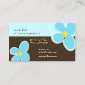 RETRO BLAUWE PLUMERIAS/DIY ACHTERGRONDKLEUR VISITEKAARTJE (Achterkant)