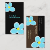 RETRO BLAUWE PLUMERIAS/DIY ACHTERGRONDKLEUR VISITEKAARTJE (Voorkant / Achterkant)