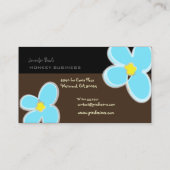 RETRO BLAUWE PLUMERIAS/DIY ACHTERGRONDKLEUR VISITEKAARTJE (Achterkant)