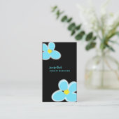 RETRO BLAUWE PLUMERIAS/DIY ACHTERGRONDKLEUR VISITEKAARTJE (Staand voorkant)