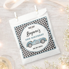 Retro Blauwe Race Auto Twee Snelle Jongen 2e Verja Bedankzakje