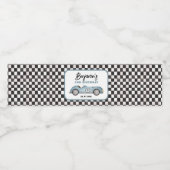 Retro Blauwe Race Auto Twee Snelle Jongen 2e Verja Waterfles Etiket (Enkel label)