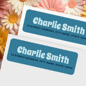 Retro blauwe retouradres etiket