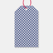 Retro Blauwe Roze Geruite Kerstman Kerstmis Cadeaulabel (Achterkant)
