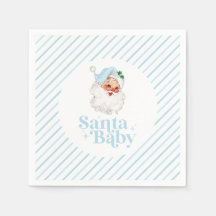 Retro Blauwe Santa Baby kerst baby shower