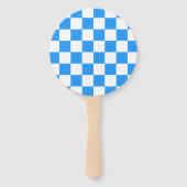 Retro Blauwe Schaakbord Handventilator Handwaaier (Achterkant)