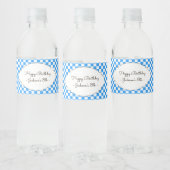 Retro blauwe schaakbord waterfleslabels waterfles etiket (Flessen)