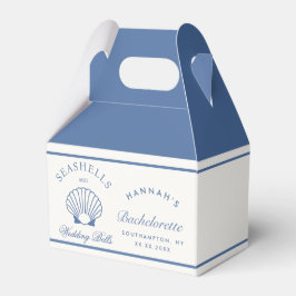 Retro blauwe schelpen & bruiloft bellen vrijgezell bedankdoosjes