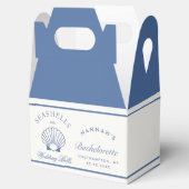 Retro Blauwe Schelpen & Trouwbellen Bachelorette Bedankdoosjes (Geopend)