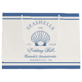 Retro Blauwe Schelpen & Trouwbellen Bachelorette Groot Cadeauzakje (Achterkant)