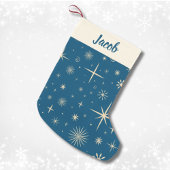 Retro Blauwe Sparkle Kerstmis Patroon Aangepaste N Kleine Kerstsok