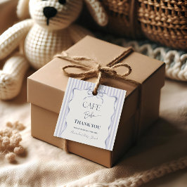 Retro Blauwe Strik Cafe Bebe Jongen Koffie Baby Sh Bedankjes Labels
