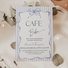 Retro Blauwe Strik Cafe Bebe Jongen Koffie Baby Sh Kaart