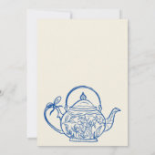 Retro blauwe strikken theepot baby is het brouwen kaart (Achterkant)