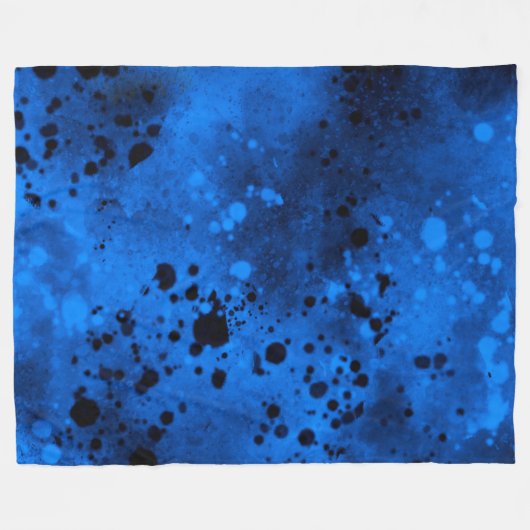 Retro Blauwe Verf Splatter Fleece Deken (Voorkant (Horizontaal))