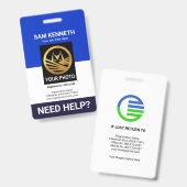 Retro Blauwe Witte Kolom ID Badge Medische Staf (Voor- en achterkant)