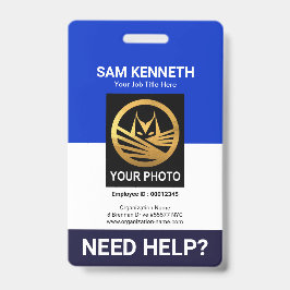 Retro Blauwe Witte Kolom ID Badge Medische Staf
