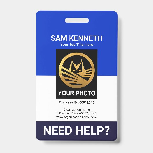 Retro Blauwe Witte Kolom ID Badge Medische Staf (Voorzijde)