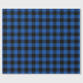 Retro Blauwe Zwarte Kerst Holiday Tartan Plaid Cadeaupapier (Vlak)