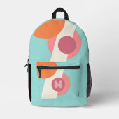 Retro Blauwgroen Aqua Blauw Groen Perzik Roze Sina Bedrukte Rugzak (Voorkant)