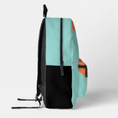 Retro Blauwgroen Aqua Blauw Groen Perzik Roze Sina Bedrukte Rugzak (Links)