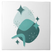 Retro Blauwgroen atoomtijdperk midden eeuw Abstrac Tegeltje (Voorkant)