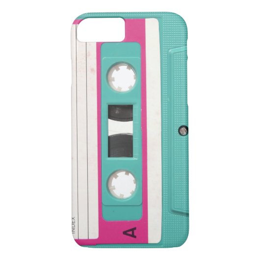 Retro Blauwgroen Audio Cassettebandje Case-Mate iPhone Case (Achterkant)